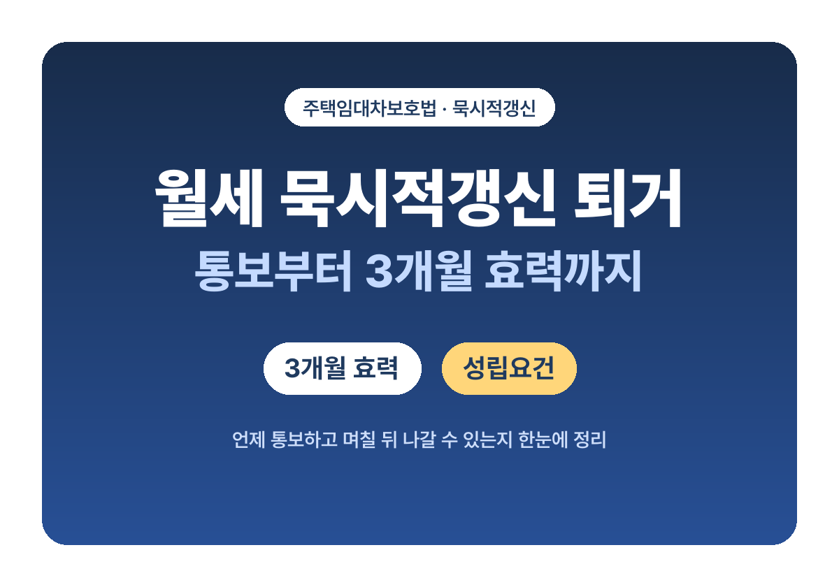 월세 묵시적갱신 퇴거 통보부터 3개월 효력까지