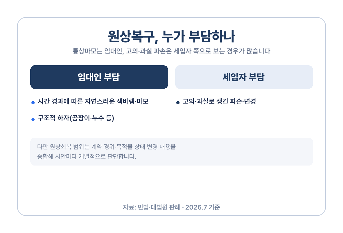 월세 원상복구 통상마모 임대인 부담 기준